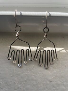 Sterling Silver Hand-Form Drop Earrings - Silver